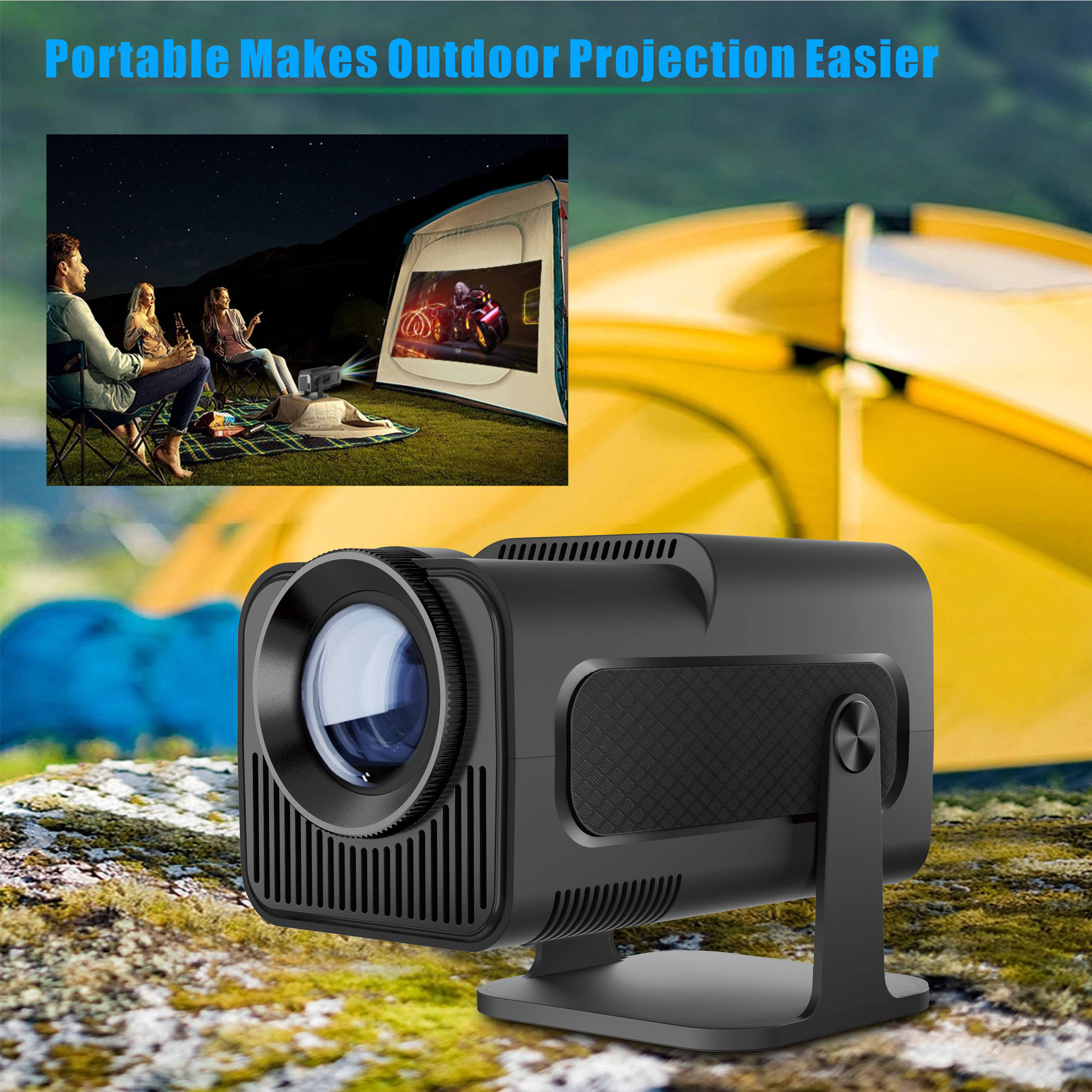 HY-320Mini Tragbarer Native 720P Allwinner H713 Android11 4K Projektor 320ANSI Wifi6 BT5.0 Kino Outdoor Drehbarer Projektor