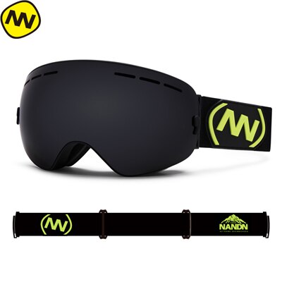 Nuovo stile inverno donna occhiali da sci doppio UV400 antiappannamento maschera da sci grande occhiali da sci uomo occhiali da neve occhiali da snowboard: NG3 Black Black