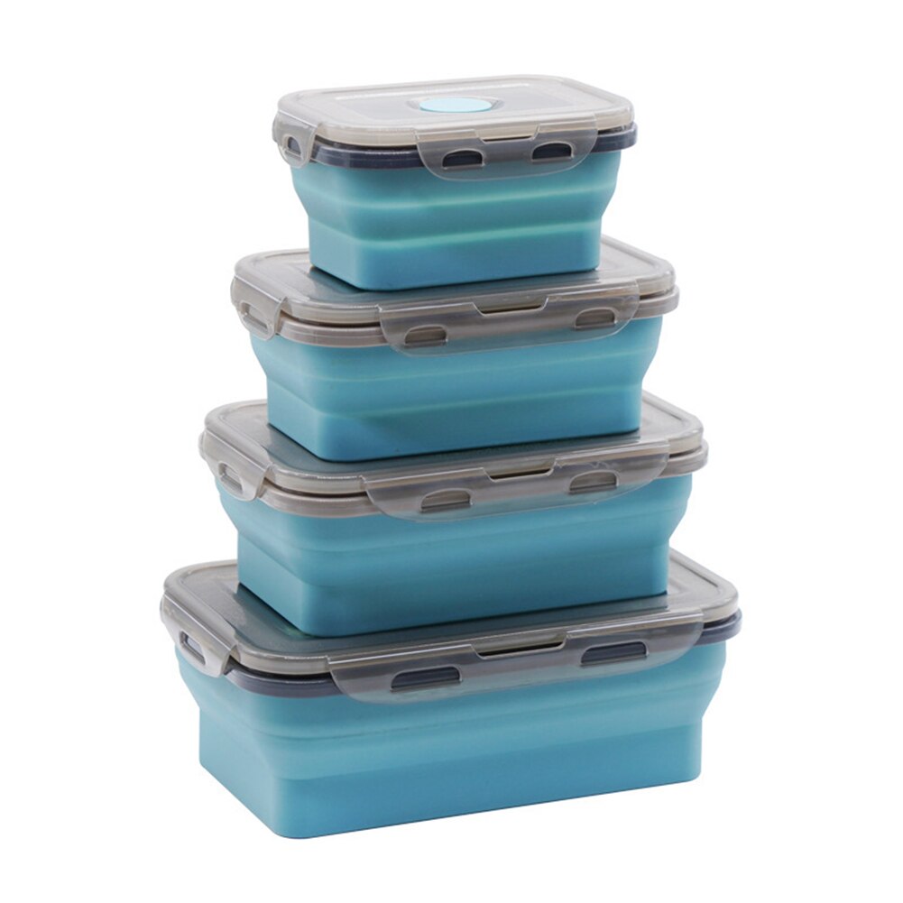 Silicone Lunch Box Foldable Microwave Oven Bento Lunchbox Kitchen School Picnic Camping Food Storage Container Collapsible Box