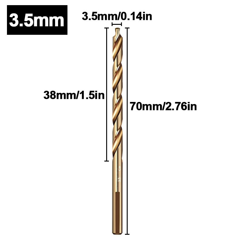 Broca helicoidal escalonada de cobalto, taladro de vástago recto de acero de alta velocidad M35 (3-13 mm) para metal, acero inoxidable y hierro