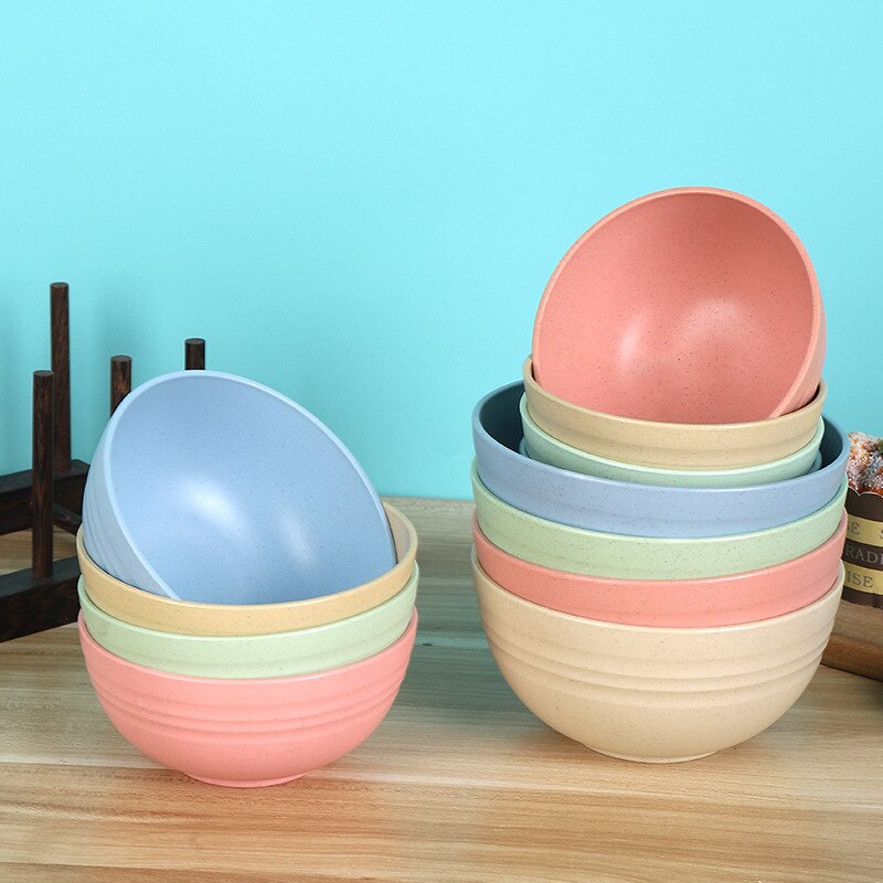 Kids Bowl Tableware Plates Food Dishes for Serving Soup Dinnerware Single Plastic Not Fragile Wheat Straw Offering Bowl Eating