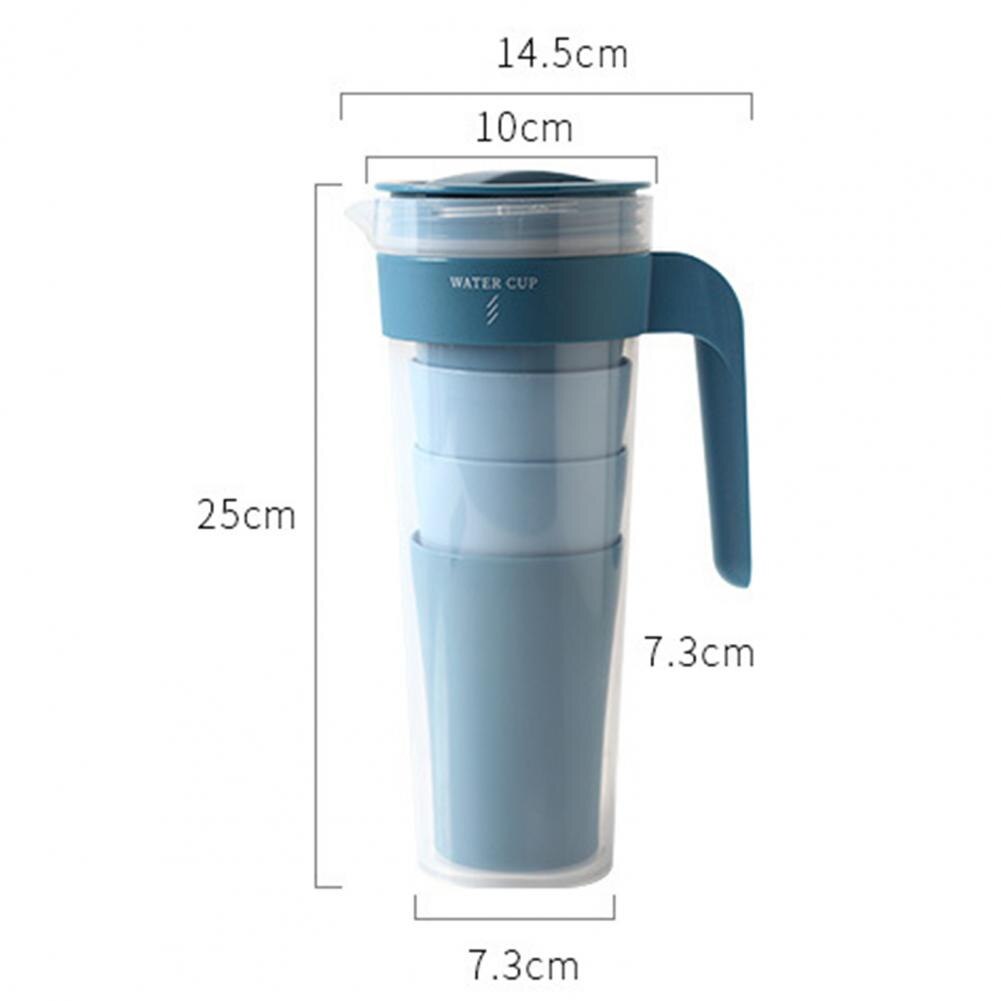 1 Set 1000ml Plastic Water Pot Cold Water Bottle Handle Water Kettle Transparent Large Capacity Safe Healthy Plastic Water Cups