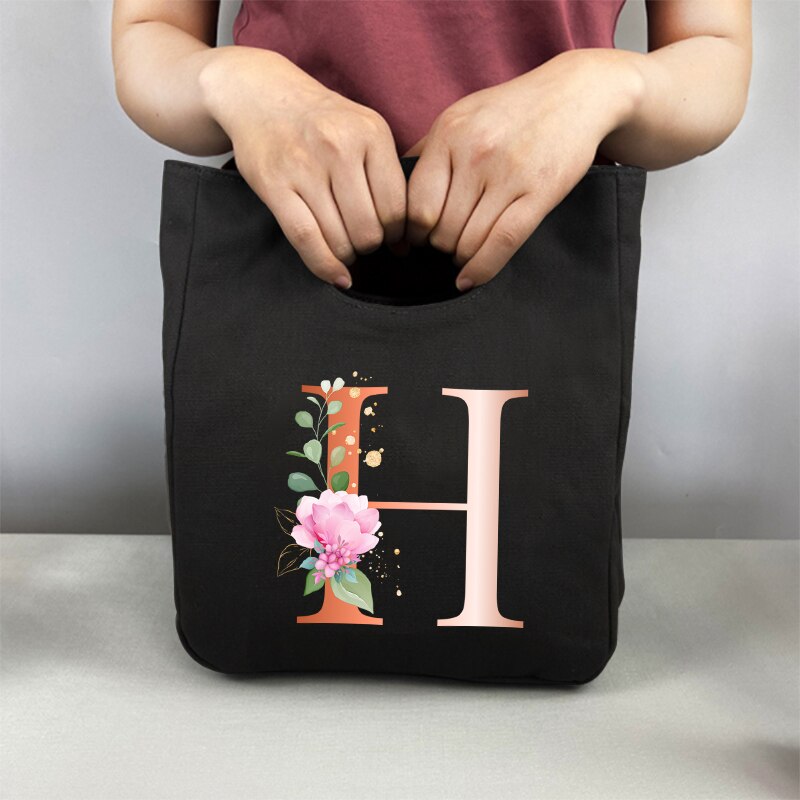 Pomarańczowe litery Unisex przenośna torba na Lunch izolowane pudełko na Lunch Tote Bag biuro lodówka pojemnik torba do przechowywania żywności Tote Bag: 9OrangeH