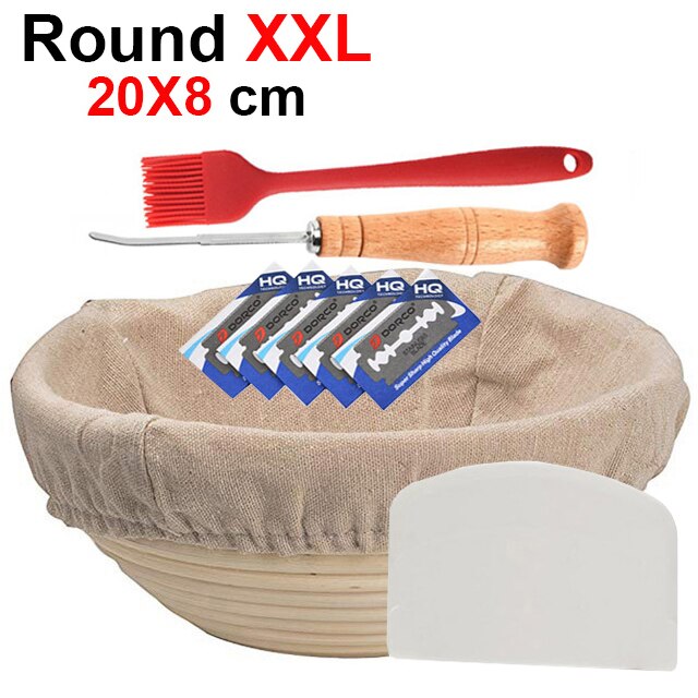 UPORS Natural Bread Proofing Basket Rattan Oval Wicker Sourdough Dough Fermentation Banneton Bread Basket: Round 20X8