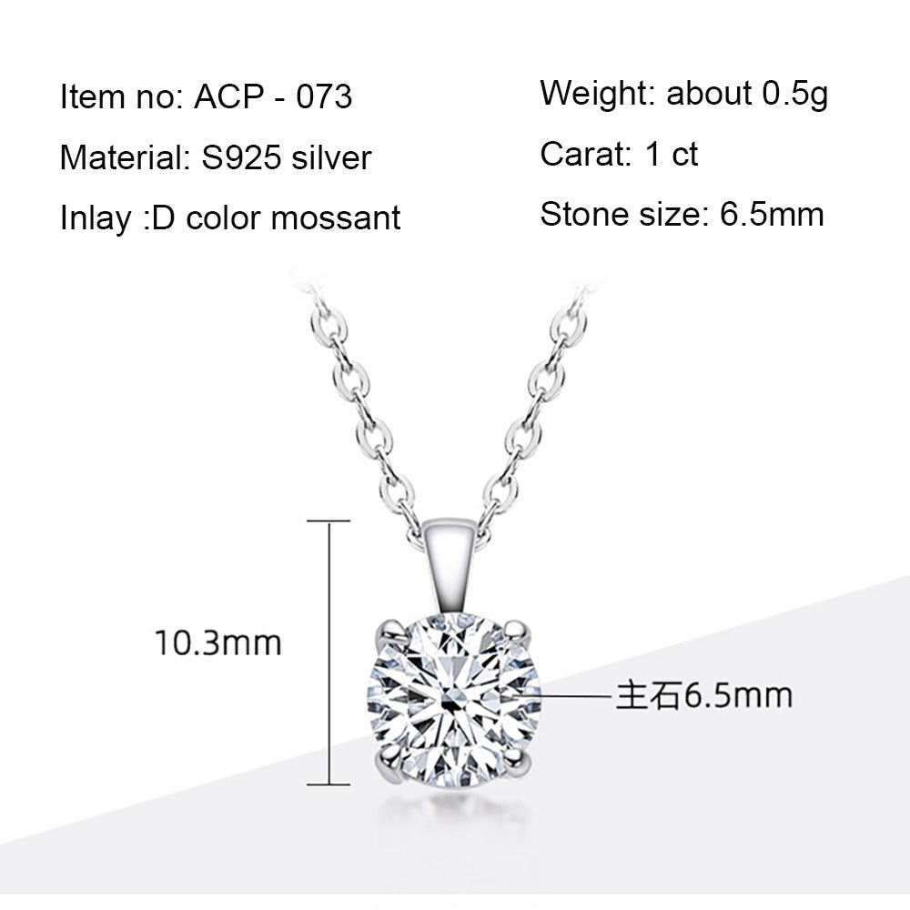 Collana con ciondolo Moissanite Color oro 1 carato reale 1 carato 100% argento Sterling 925/oro 18 carati regalo di gioielleria raffinata