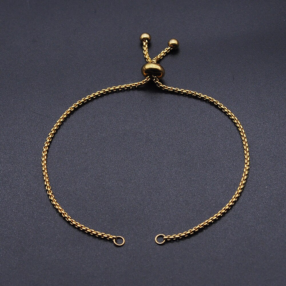 5 uds. De acero inoxidable DIY caja redonda cadena para mujeres pulsera joyería de DIY cadena al por mayor aceptar pedidos OEM: Gold