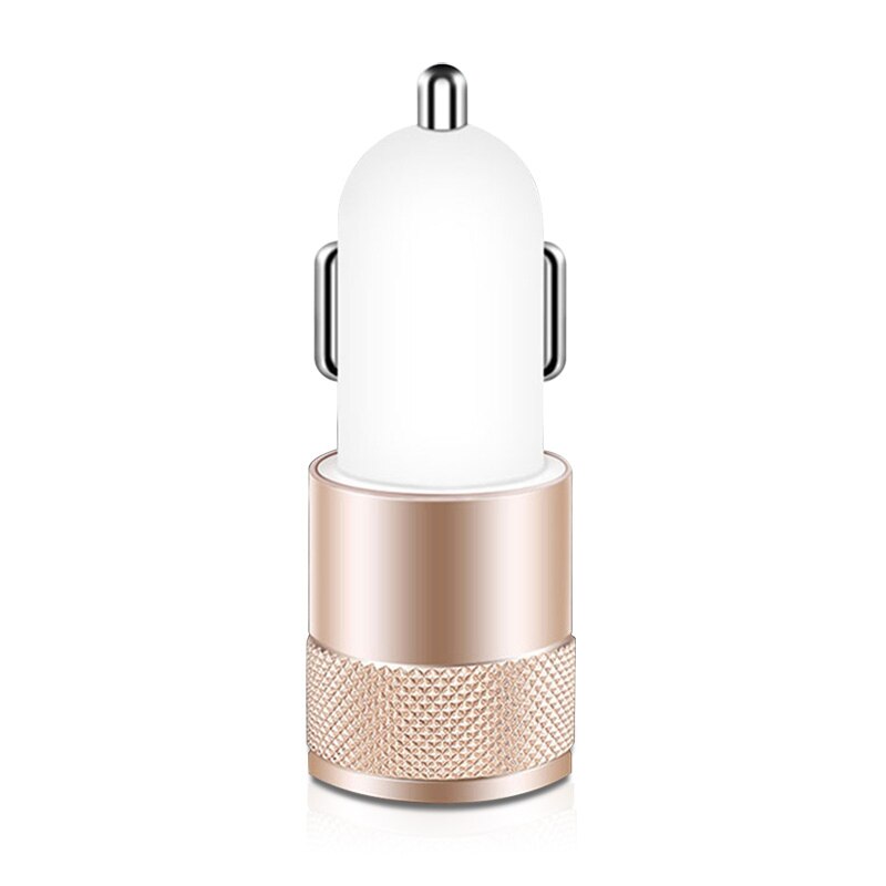 Mini Dual Usb Car Charger Aluminium Dual-Poort 2-Poort Rapid-Lading Duurzaam Voor Ipad Iphone android Telefoon 5 V/2.1A 1A
