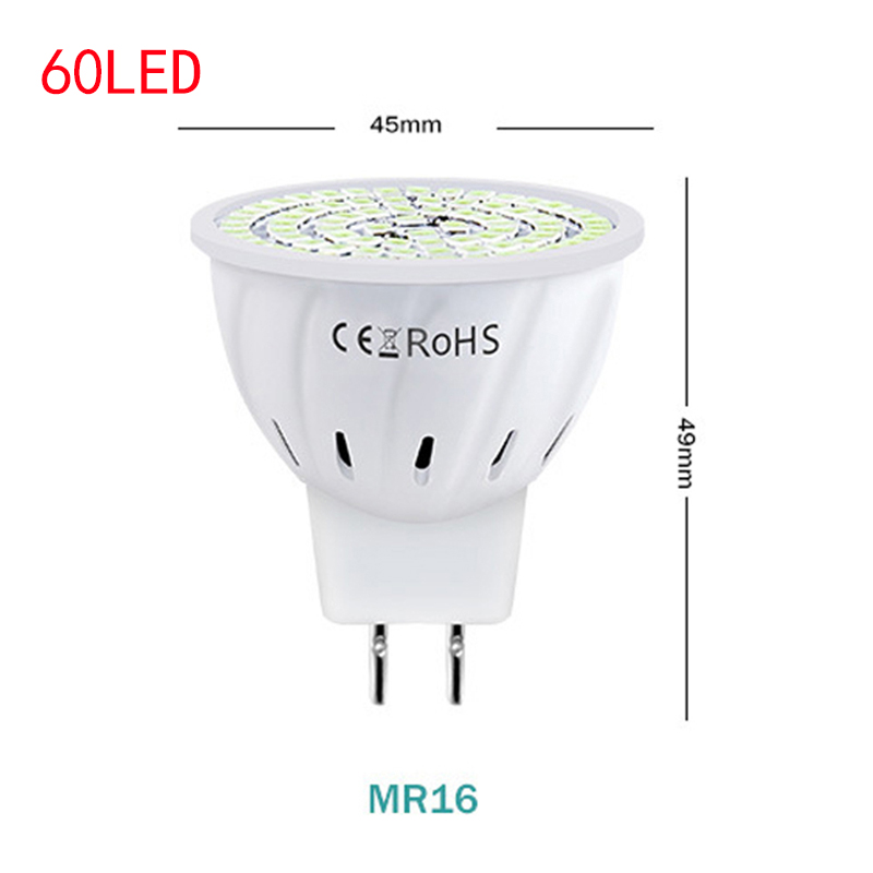 Ultraviolet germicidal lamp UV E27 Ultraviolet UVC Light GU10 MR16 Sterilization Lamp Cup Corn Bulb Disinfection Lamp Kill Mites: MR16 60LED