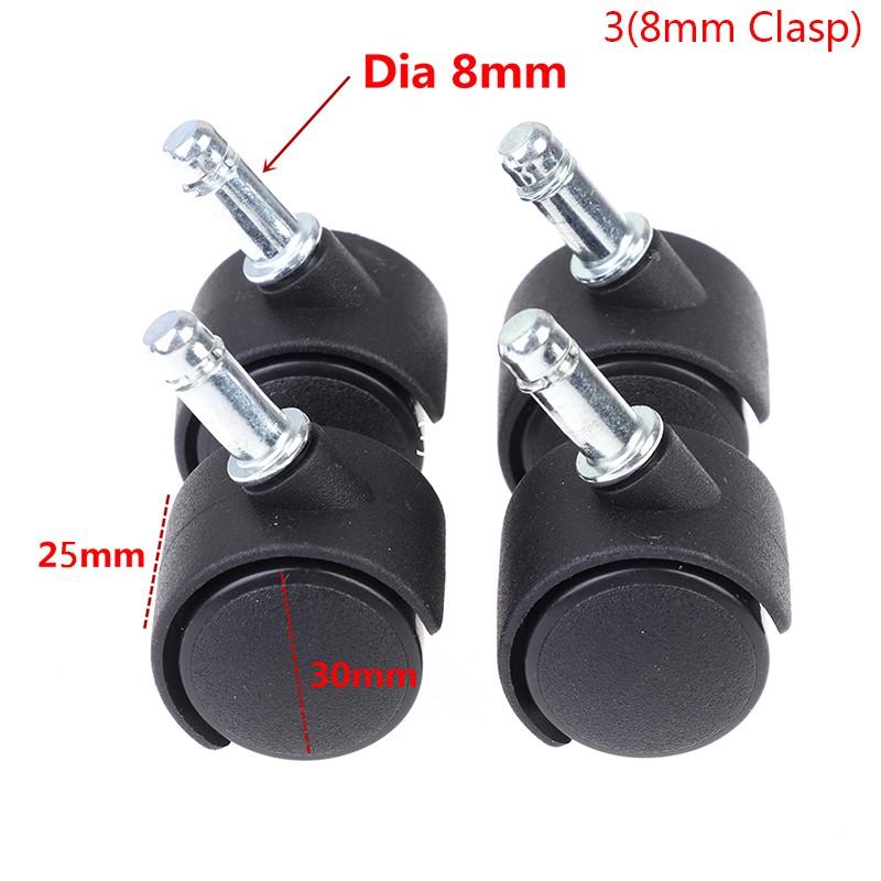 4Pcs 30mm Chair Wheel Furniture Caster Swivel Castor Brake Wheel Replace Hardware Trolley Silent Brake Protection: Red