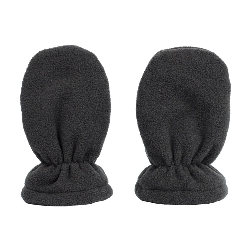 Baby Gloves Winter Warm Plus Velvet Mittens Children Kids Lined Fleece Gloves: Dark gray S