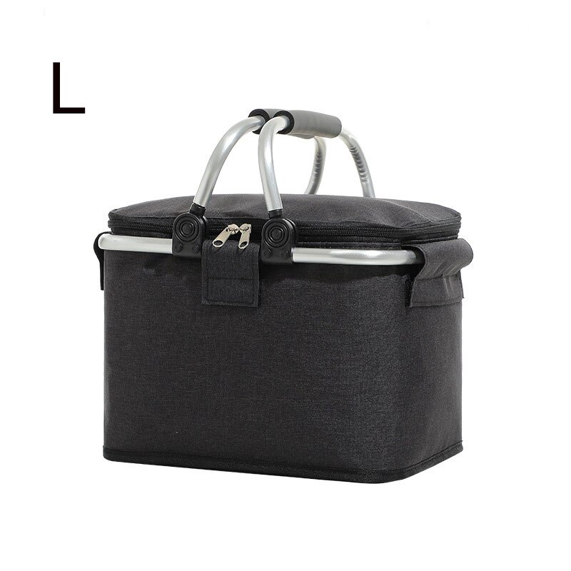 30L Folding Picnic Camping Basket Large Insulated Shopping Cooler Home Storage Hamper Bag Box Outdoor Picnic Organizer X593D: L black