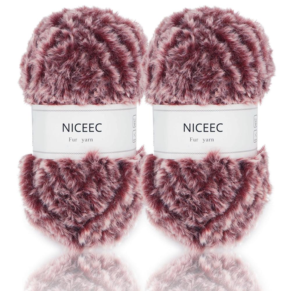 Niceec 2 Strengen Super Soft Bont Garen Chunky Pluizige Faux Fur Garen Wimper Garen Voor Haak Knit-Totale Lengte 2 × 32 M (2 × 35yds,50G × 2): 503