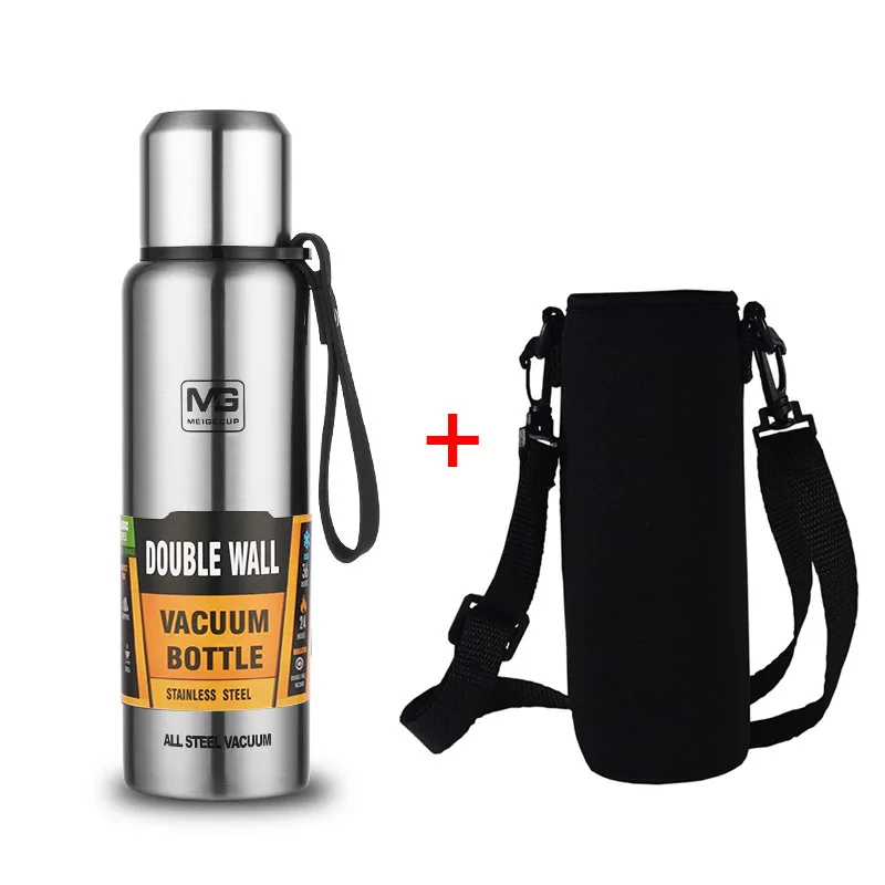 Bouteille Thermos en acier inoxydable 304, flacon sous vide de grande capacité, gobelet isolé avec corde pour boissons au thé, eau froide et chaude