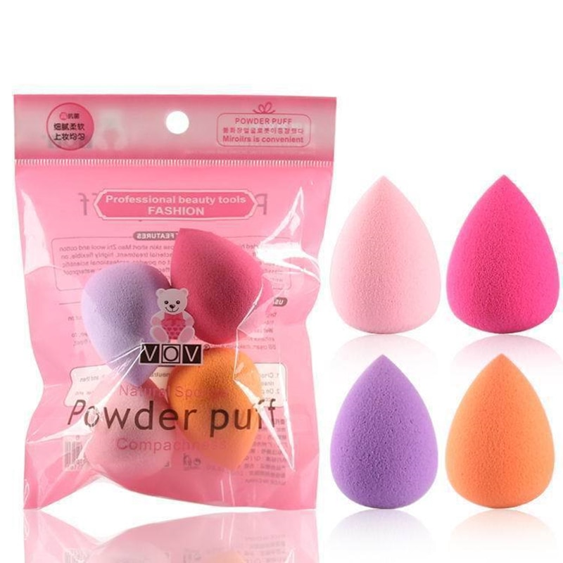 4 Pcs/set Sponge Water Shape Puff Face Makeup Reusable Cleaning Foundation Base Liquid Powder Sponge Cosmetic Tool