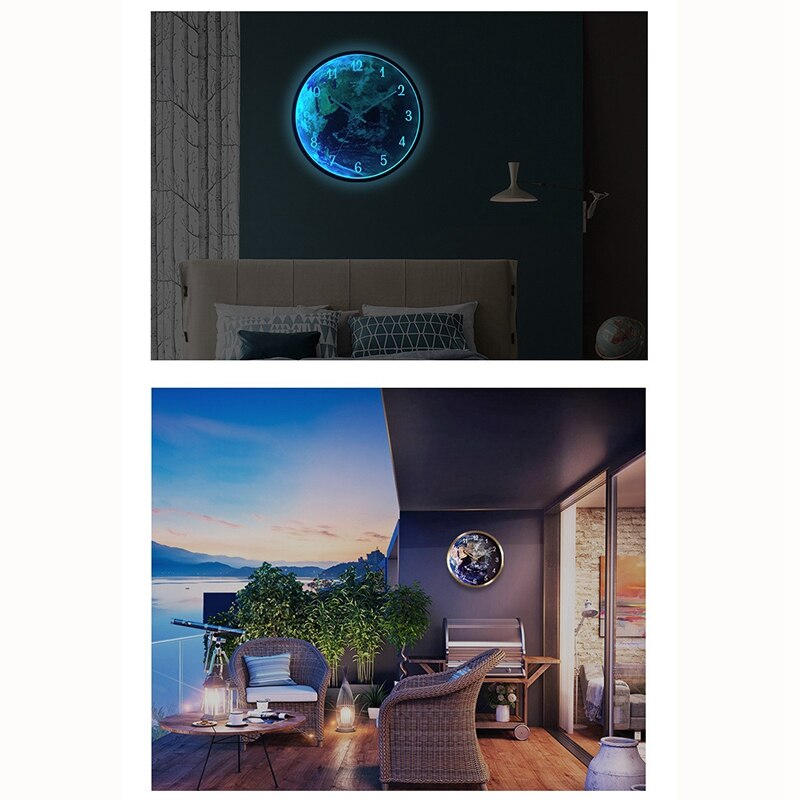 GEEKCOOK Luminous Wall Clock Modern Voice Control Silent Night Lights LED Glowing Clocks Living Room Decor