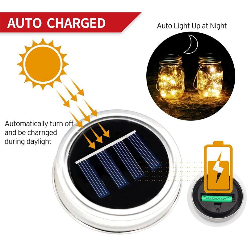 Solar Mason Jar light with Mason Jar 20 Leds Decoration Lights Solar Garden Light Outdoor Christmas Decorations for Home