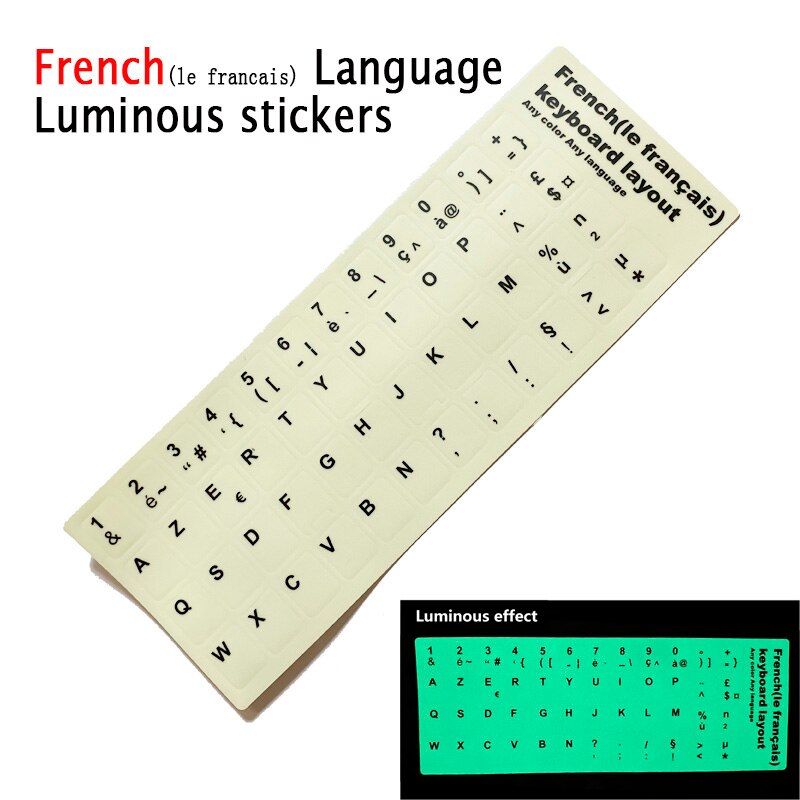 SR German Japanese French 3 Language Keyboard Scrub Smooth Stickers Layout Button Letters for PC Computer Laptop Accessories: FR Luminous