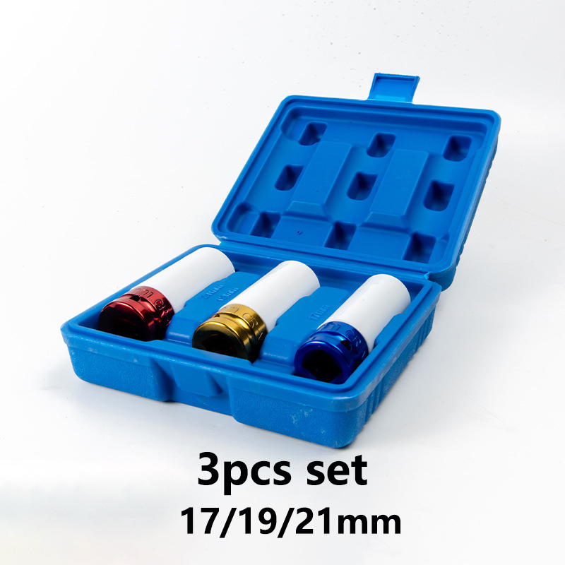 1/2" Drive Lug Nut Socket Set Wheel Socket Set Impact Lug Nut Socket Set Thin Wall Lug Nut Socket Set with Colored: Rose