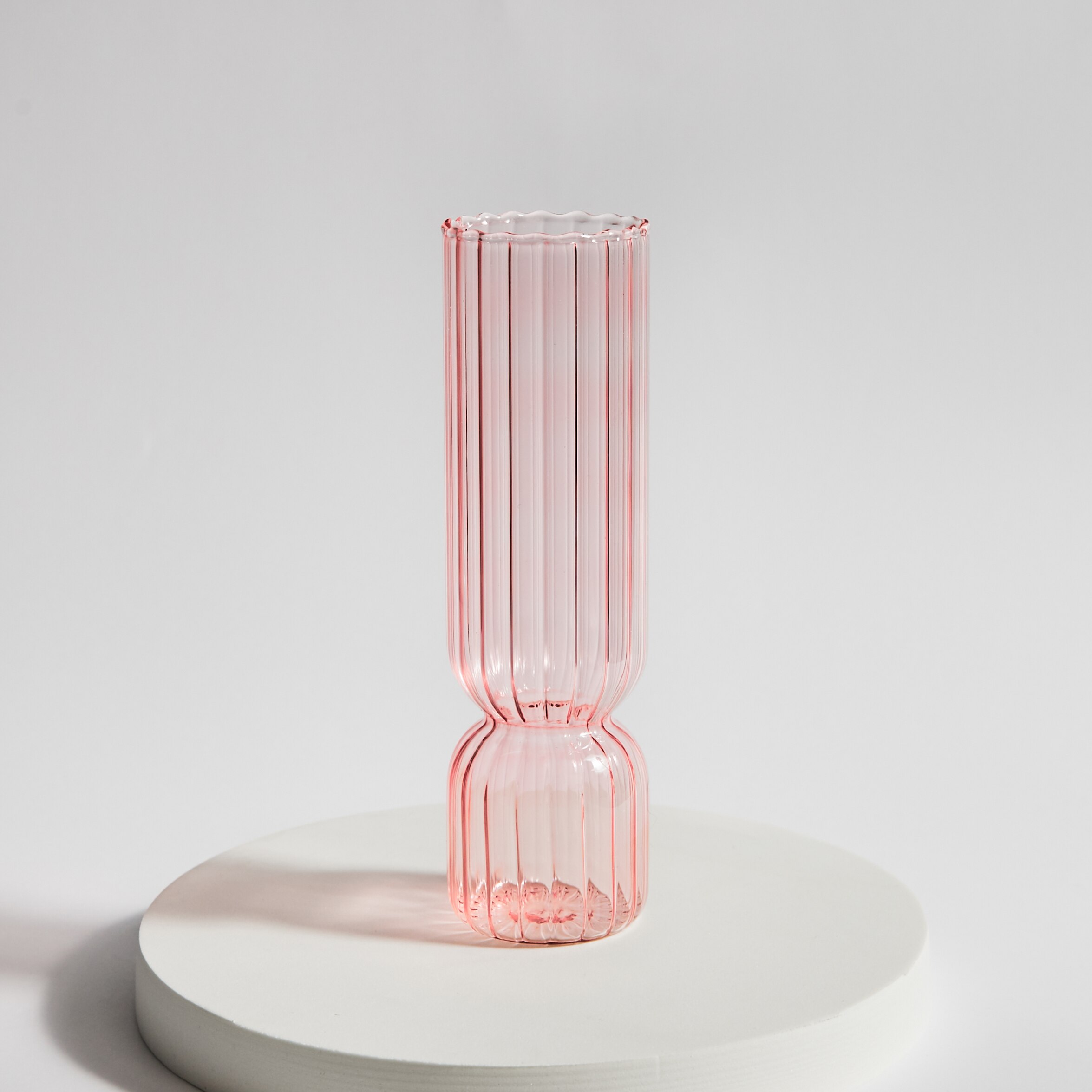 Nordisk glassvase små glassvaser blomsteroppsats hjemmedekorasjon tilbehør moderne stue glass ornament: Rosa
