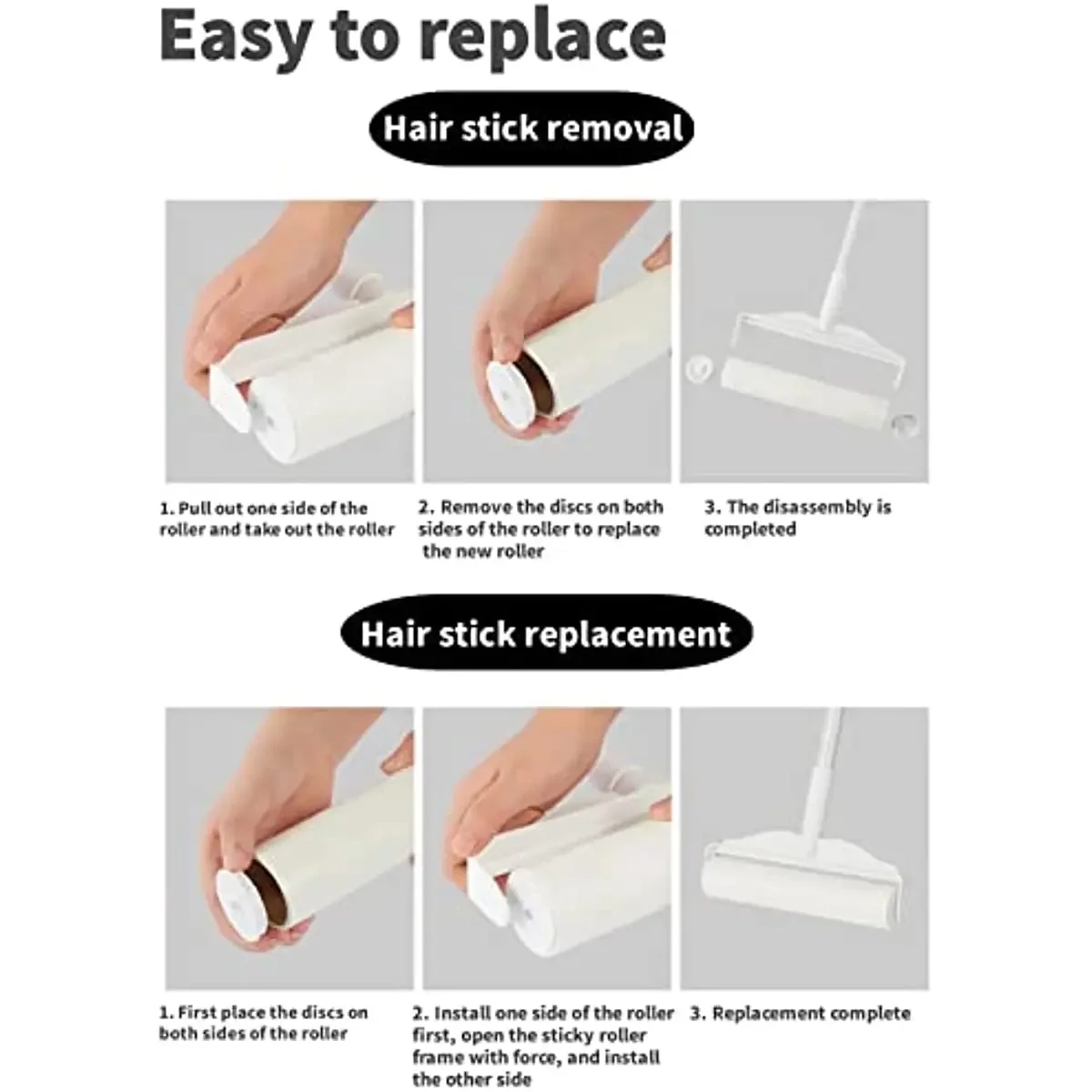 Long handled cotton roller, sofa carpet cleaner, large adhesive tear off brush, pet hair removal roller，Lint roller