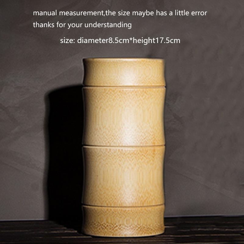 Natural Bamboo Storage Jar Small Tea Caddy Chinese Kung Fu Tea Set Accessories Teaware Container Tea Box for Travel Easy Carry: C