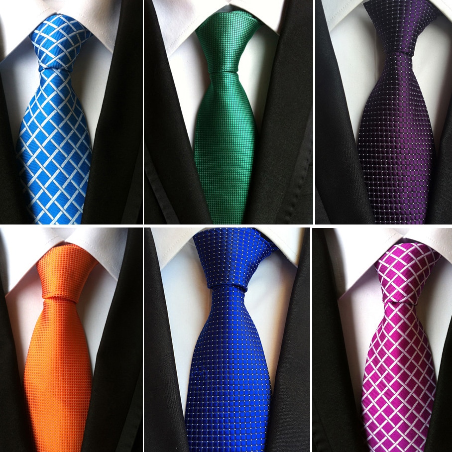 Rbocott plaid slips herre slips 8cm blå slips grøn & orange farve hals slips til mænd business rødt bryllup jakkesæt tilbehør