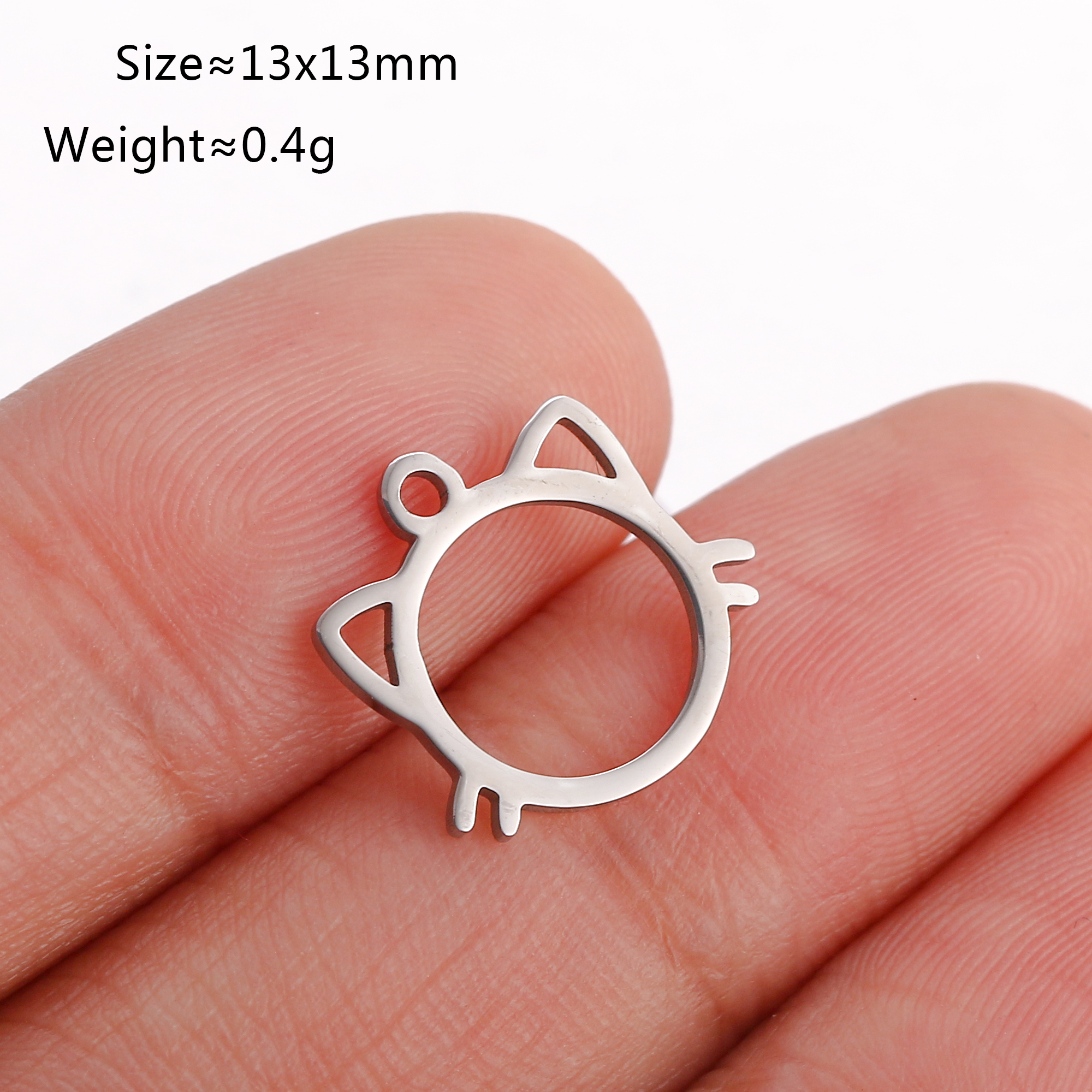 5 unids/lote de dijes con temática de animales, pata de gato/corazón de amor, garra de perro/herradura, colgantes de acero inoxidable, manualidades DIY, suministros para hacer joyas: Con recubrimiento de titanio