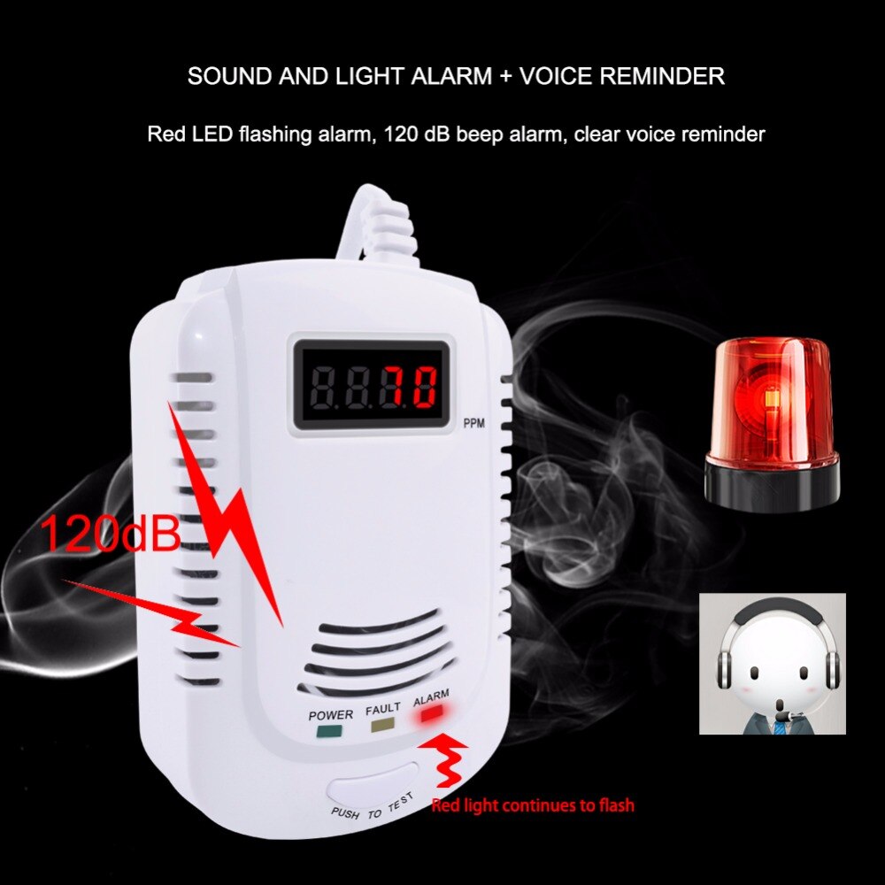 2 in 1 LPG Combined With Co&Gas Detector Pressure Sensor Alarm, Multiple Gas Leak Detector, CO Gas Detector: White