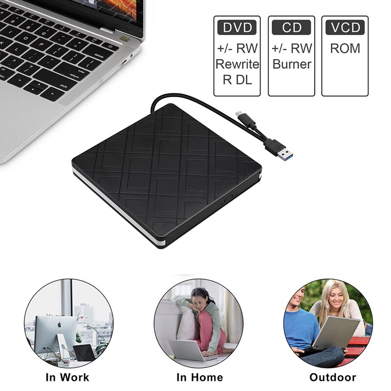 Winxp Cd Burner External CD DVD Drive USB 3.0 Type-C Dual Interfac... – Vicedeal