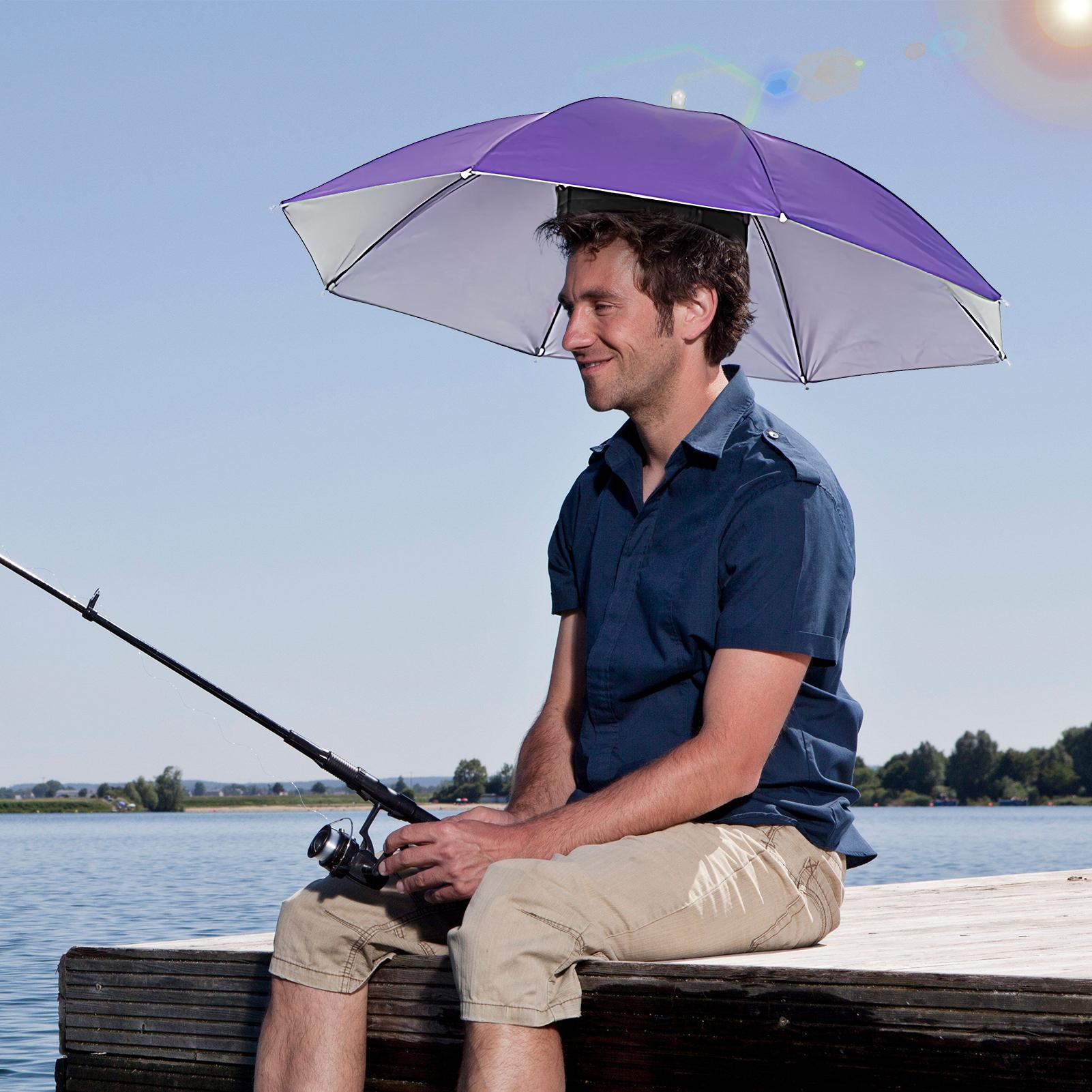 Waterdichte regenbeschermende parapluhoed 69 cm met hoofdbandbescherming UV-strandvisparaplu Verstelbare hoofddeksels voor kamperen