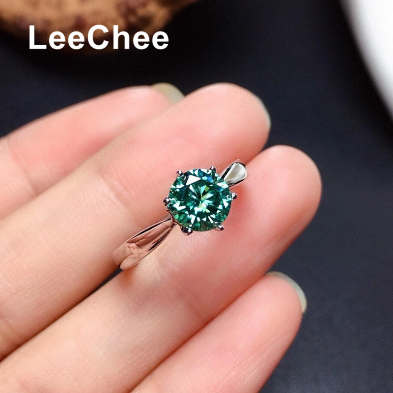 Groen Blauw Moissanite Ring Echte 925 Sterling Zilveren Fijne Sieraden 1CT Vvs Lab Diamond Met Certififcate Voor Vrouwen Anniversarygift