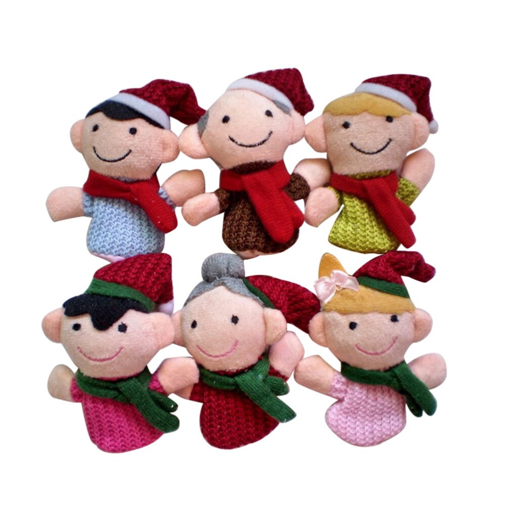 6 Stuks Kerst Vinger Marionet Pop Set Cartoon Kleine Storytelling Tool Vinger Set Familie Interactives Educatief Props