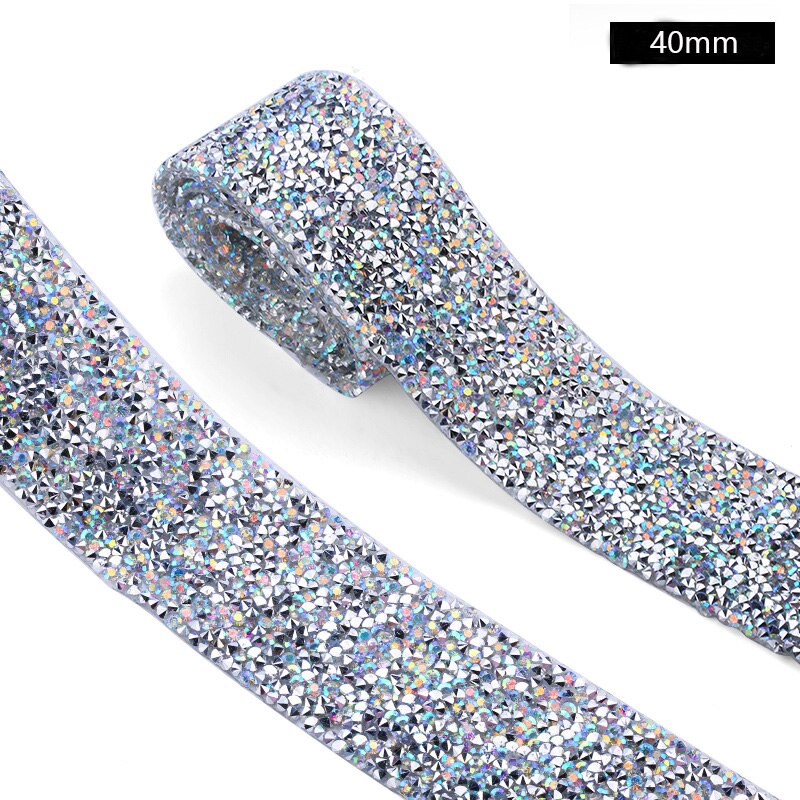 Dżetów wykończenia poprawka 1 stoczni Strass szycia taśmy Rhinestone aplikator wstążka z dżetów żelazko na ubrania akcesoria: 4cm - clear AB
