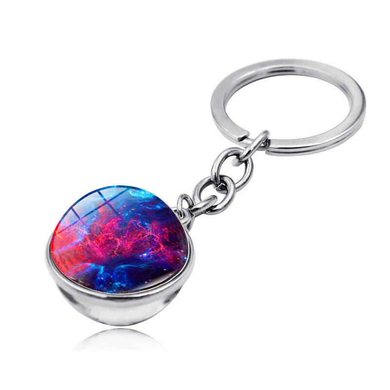 Moto Keychain Key Ring Chain Glass Ball Keyring Solar System For Friend Auto Accessorie Motorcycle Keychain Keys Holder: Red