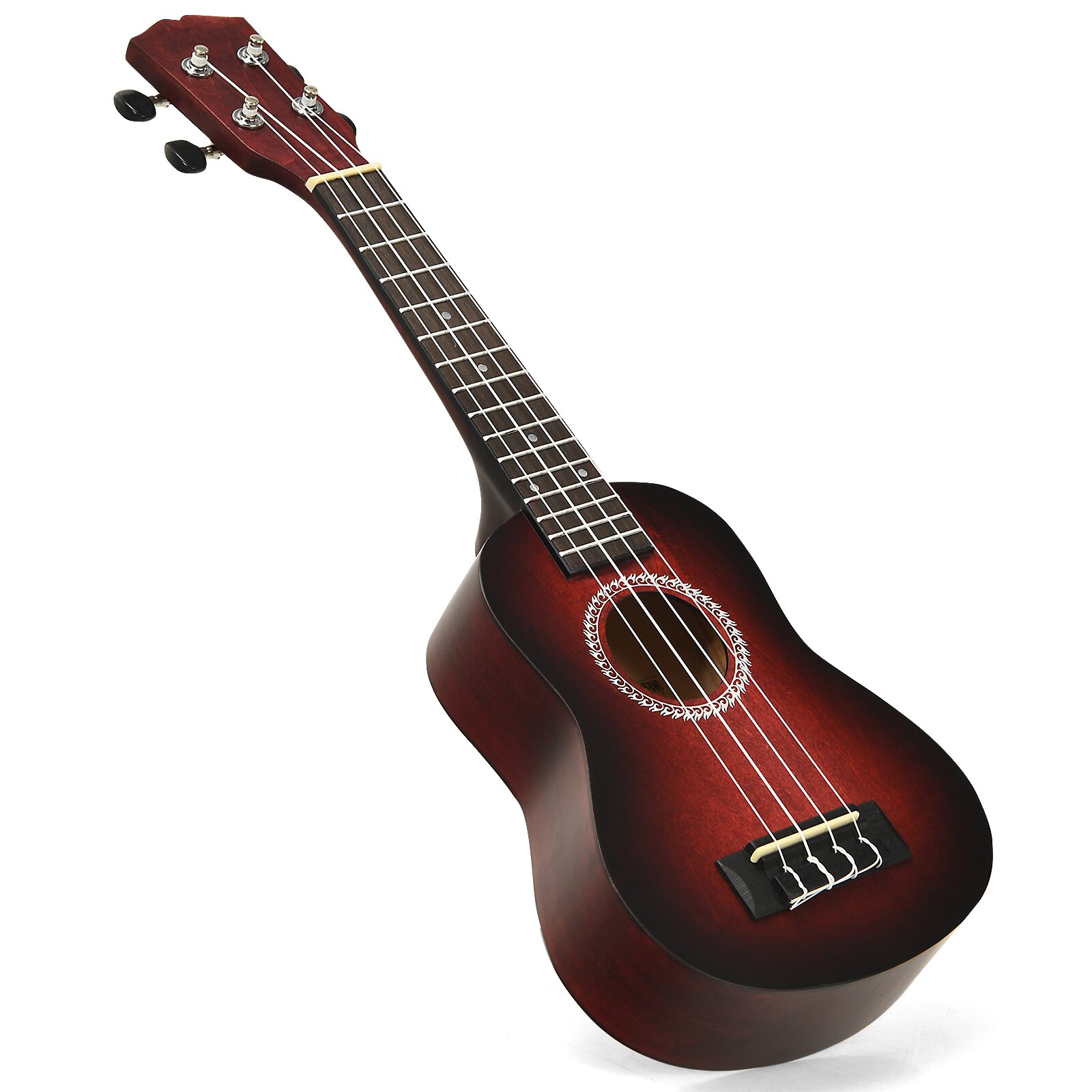 Kit Ukulele en bois, 53CM, pour débutants, accordeur numérique, petit démarreur, Instrument de guitare hawaïenne marron/rouge: MU10063RE