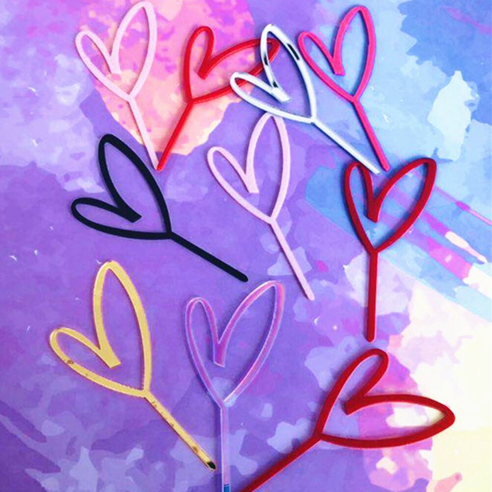 1pc Heart Pattern Happy Birthday Acrylic Cake Topper Wedding Cupcake Topper