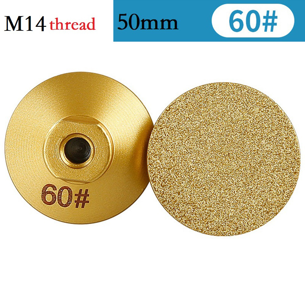 Gelöteter Schleifkopf, Polierscheibe, Schleifscheibe, Betonhärtung, Boden, Metall, 2 Zoll, 50 mm, Carborundum-Schleifen: Gold