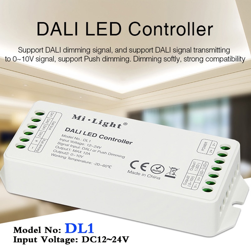 MiBOXER DL1 DALI LED Controller DC12~24V Input Signal DALI Dimming Signal/Push dimming;Max 12A; Single color led strip dimmer