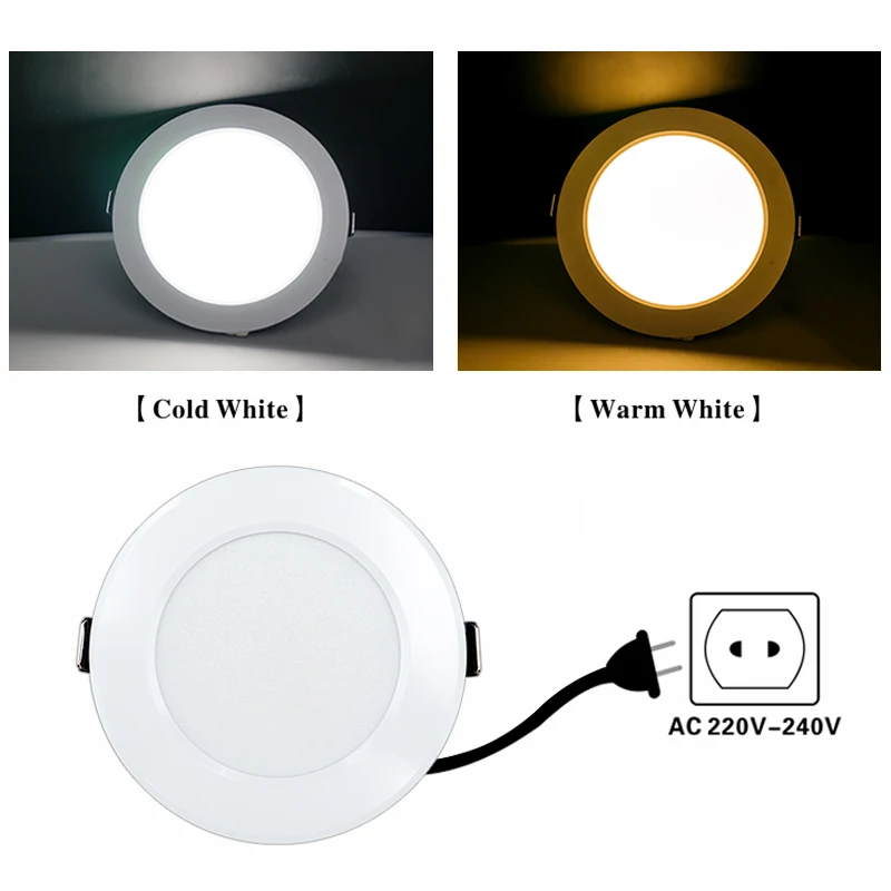 10 teile/los LED Downlight 3W 5W 7W 9W 12W 15W Decke Lampe Runde LED Blub 220V Einbau drinnen LED Decke Licht für Wohnzimmer