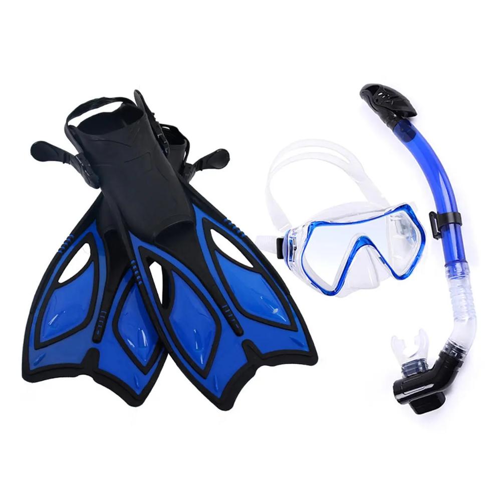 Juego de esnórquel , máscara de buceo subacuática, aletas de natación, gafas de esnórquel superior seco de respiración libre, aletas y esnórquel
