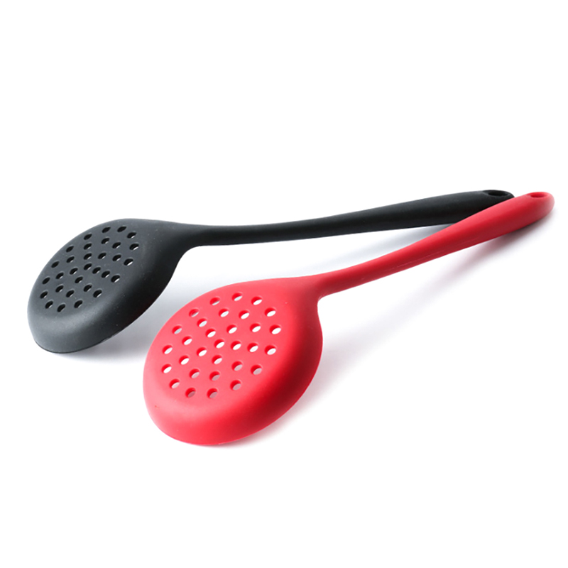 Silicone Slotted Skimmer Spatula Silicone Slotted Spoon Skimmer Kitchen Spoon Strainer Ladle With Long Handle Soup Serving Spoon