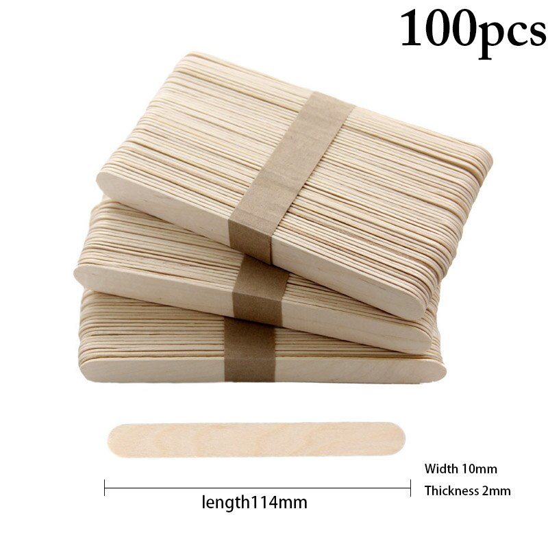 50/100PCS Kids Ice Cream Stick DIY Safe Natural Wooden Popsicle Stick Ice Pop Stick DIY Lollipop Mold Home Coxeer: 100PCS L