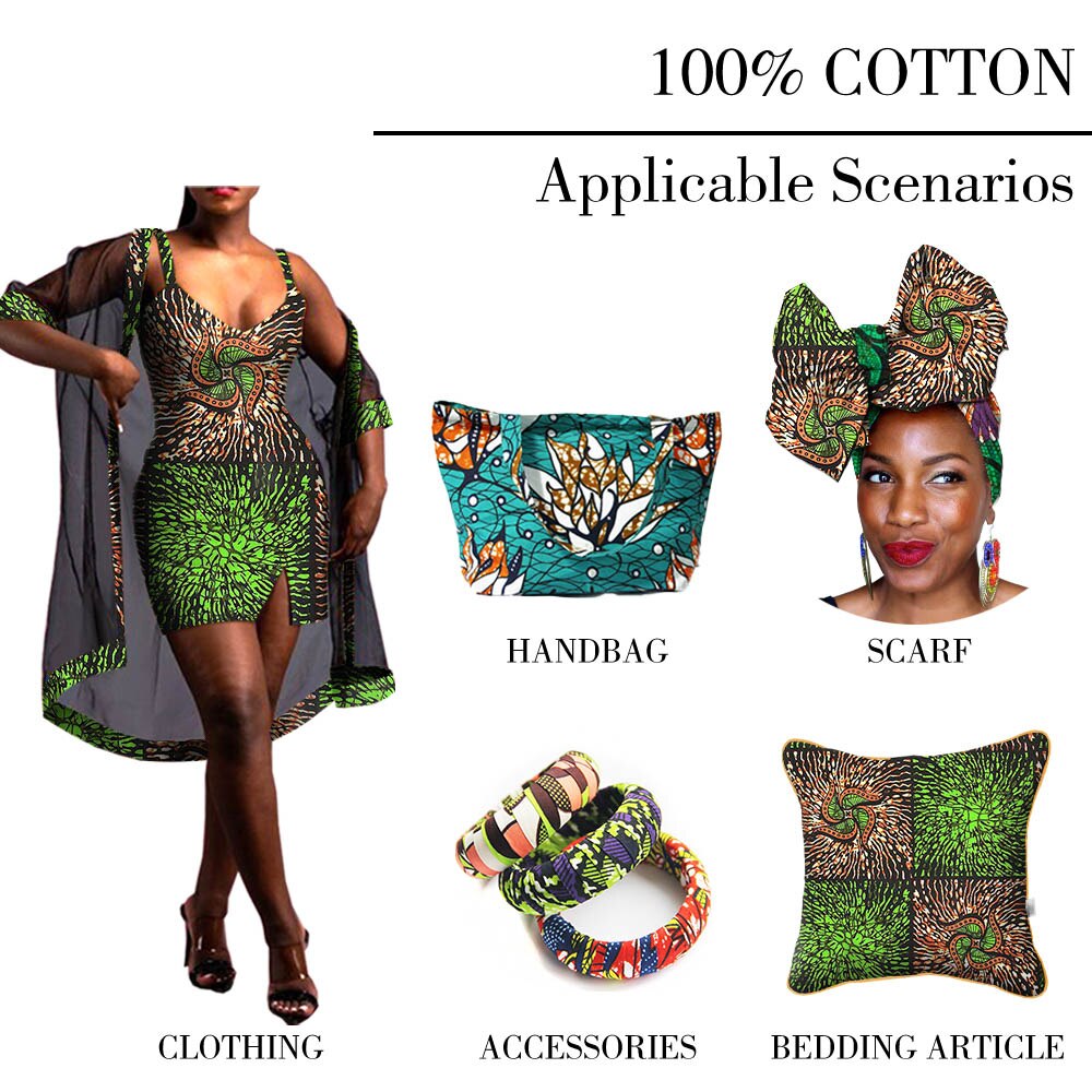 Tela de algodón con estampado africano tradicional para costura, tejido de cera de Ankara Dashiki REL, 100% para costura, bricolaje, África N. ° 1,