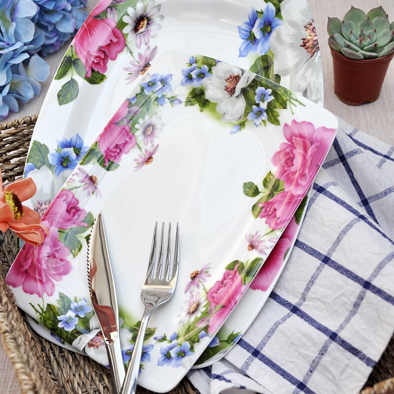 12 inch, fine bone china dinner service plate tray, ceramic oval fish dishes, decorative buffet dishes serving, big cake tray