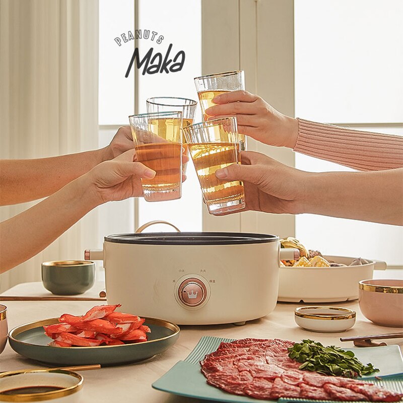 Multifunktionale Elektroherd 3L Gesundheit Universal Pan Wok MINI Pot 1200W Für Zu Hause Student Schlafsaal