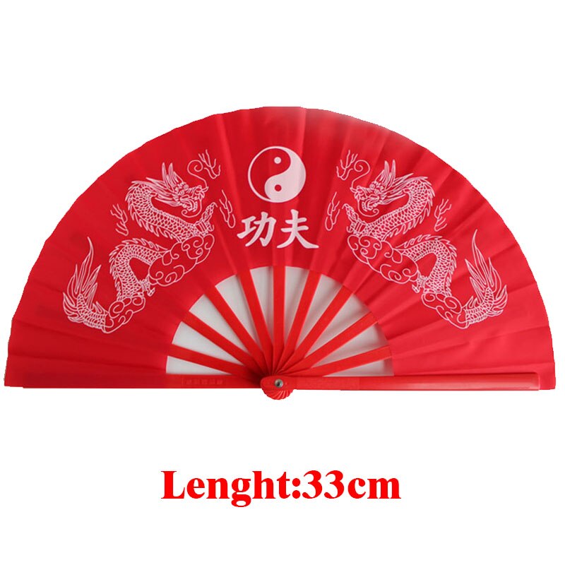 Éventail Kung fu Tai chi en bambou de 33cm, haut de gamme, main droite, Arts martiaux, produits Wushu: Rrd Double dragons