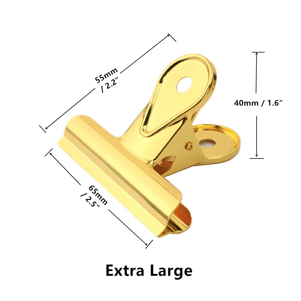 Gold & Rose Gold Heavy Duty Bulldog Clips Duckbill Clip Clamp for Office Bills or Household Kitchen Sealing Supplies 4 Sizes: 4pcs Jumbo Gold