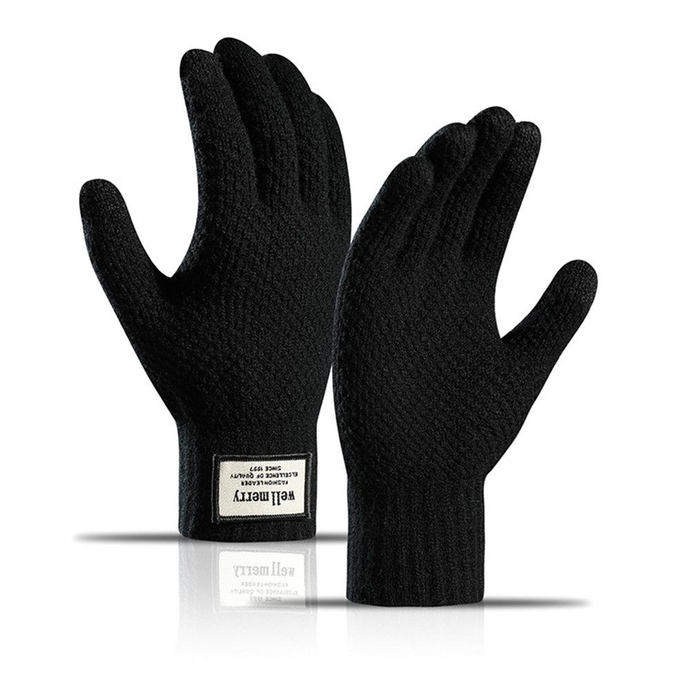 Gants en laine et cachemire pour écran tactile, tricotés pour hommes, couleur unie, , hiver, automne, épais, , résistant au froid, hiver: vert militaire