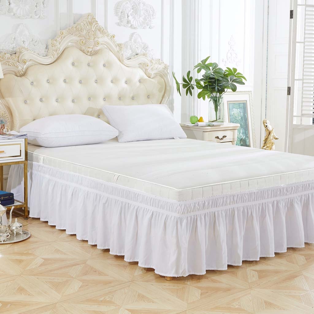 1pc moderne solid hvid støvflæser splithjørner seng nederdel elastisk bånd plisseret seng nederdel sengetøj hjem soveværelse indretning