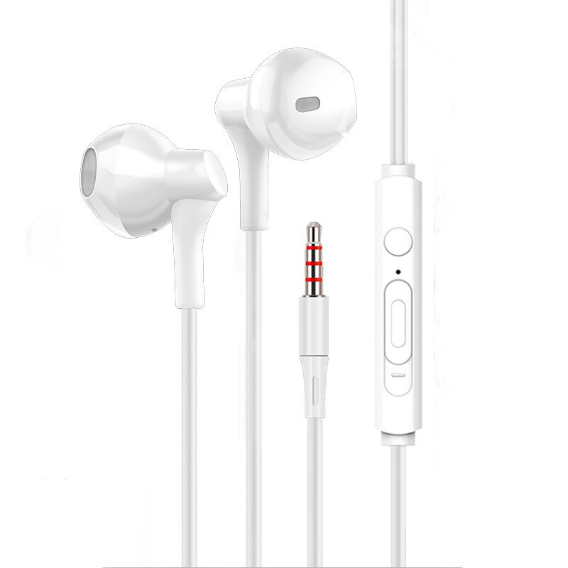 Eardeco oordopjes 3.5mm bedrade koptelefoons sport in-ear mobiele koptelefoon met microfoon bas oordopjes stereo headset voor xiaomi: Wit